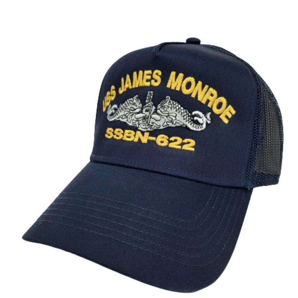 USS James Monroe SSBN-622 Mesh Snapback Cap Hat Navy Blue Boat Naval Ship